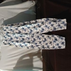 Ladies White Pants with flowers